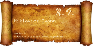 Miklovicz Ivonn névjegykártya
